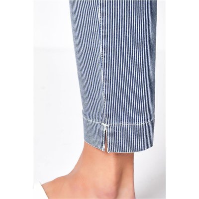 Toni Fashion Perfect Shape Zip 7/8 Damen Jeans Blau Wei gestreift,m Stretch
