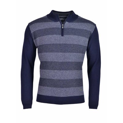 maselli modischer Pullover mit Zipper in Blau gestreift