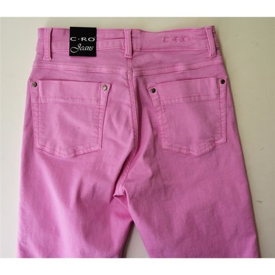 C-RO- Magic Fit, modische 7/8 Damen Jeans in Pink Stretch
