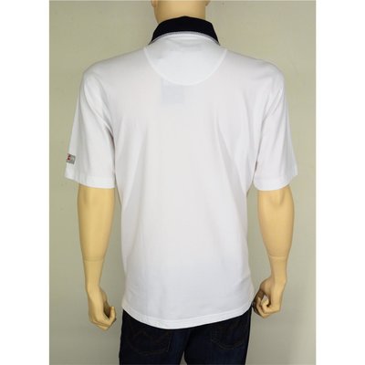 Maselli modisches Herren Polo-Shirt in Weiß/Blau mit Brusttasche Stretch