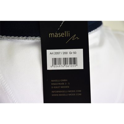 Maselli modisches Herren Polo-Shirt in Weiß/Blau mit Brusttasche Stretch