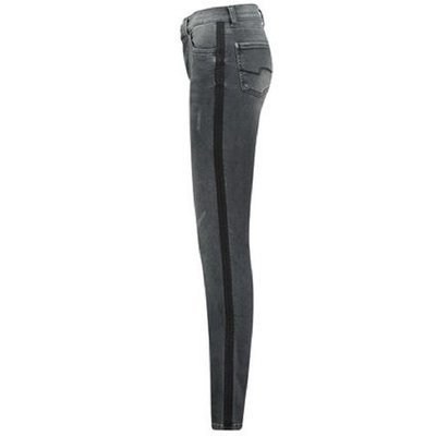 Angels Skinny Atheltic -Damen Slim Fit Jeans Anthrazit mit seitlichem Streifen
