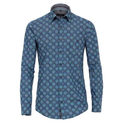 Casa Moda Herren Hemd in Blau mit modischem Druck, Casual Fit