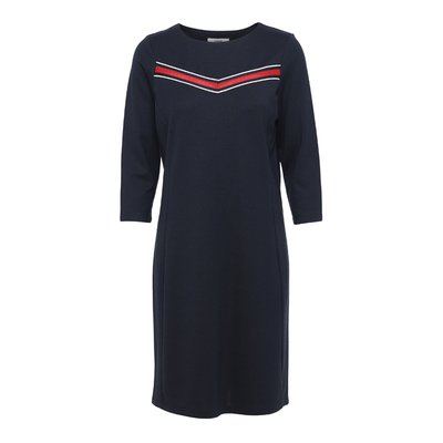 soyaconcept Dena Solid 94 modisches Jersey Kleid in Navy Blau mit Pink, Stretch