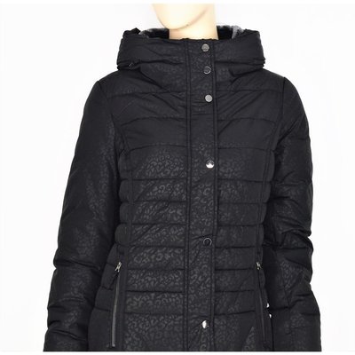 Geisha Fashion modische Winterjacke/Mantel in Schwarz mit Leoparden Muster