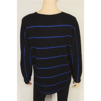 Via Appia edler Damen Pullover in Schwarz mit blauen Streifen