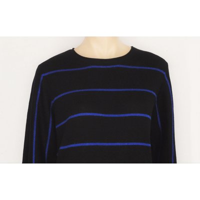 Via Appia edler Damen Pullover in Schwarz mit blauen Streifen 44