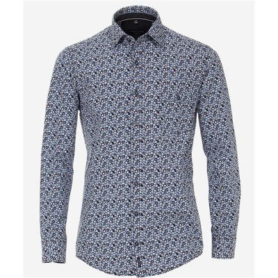 Casa Moda raffiniertes Herren Langarm Hemd mit Minimal Print in Blau