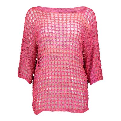 Geisha Fashion leichter Damen Lochstrick-Pullover in Pink Melange  34