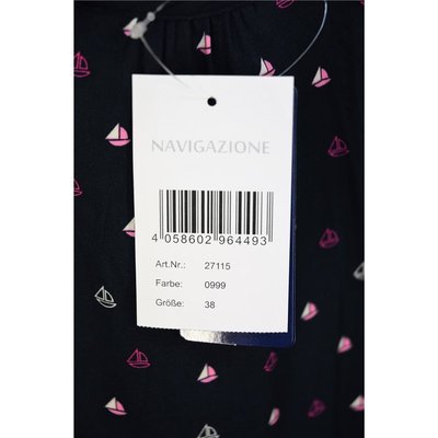 NAVIAGZIONE - HS - sommerliches Kleid in  Marine mit Druck in Pink/Weiß, Stretch