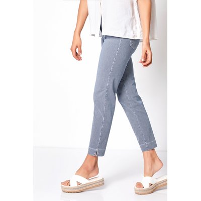 Toni Fashion Perfect Shape Zip 7/8 Damen Jeans Blau Weiß gestreift,m Stretch
