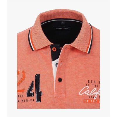 Casa Moda sportives Herren Poloshirt in Aprikot mit Applikation