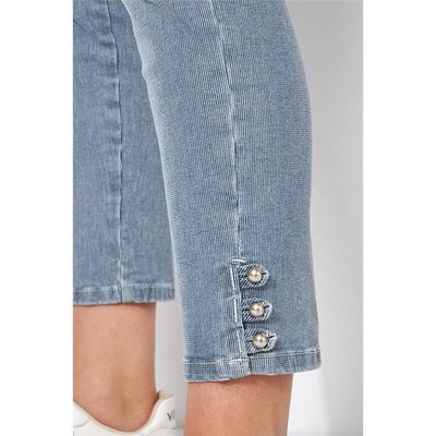 Toni Dress  7/8 Damen Jeans in der Five-Pocket-Form, fein Gestreift 46