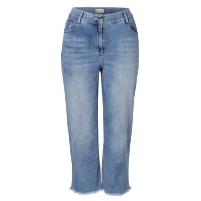 Modisch geusede Culotte Jeans in Stone Blue mit Gummizug