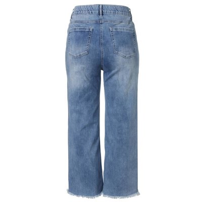 Modisch geusede Culotte Jeans in Stone Blue mit Gummizug 46