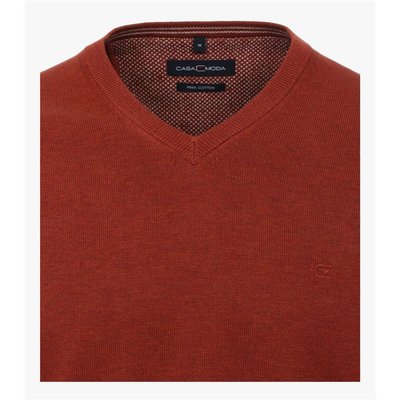 Casa Moda modischer Herren Pullover in Orange/Winterrot V-Ausschnitt