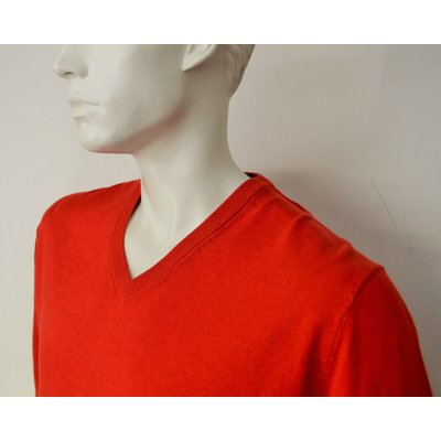 camel active, modischer Pullover in schönem Rot, V-Ausschnitt, Größe wählbar